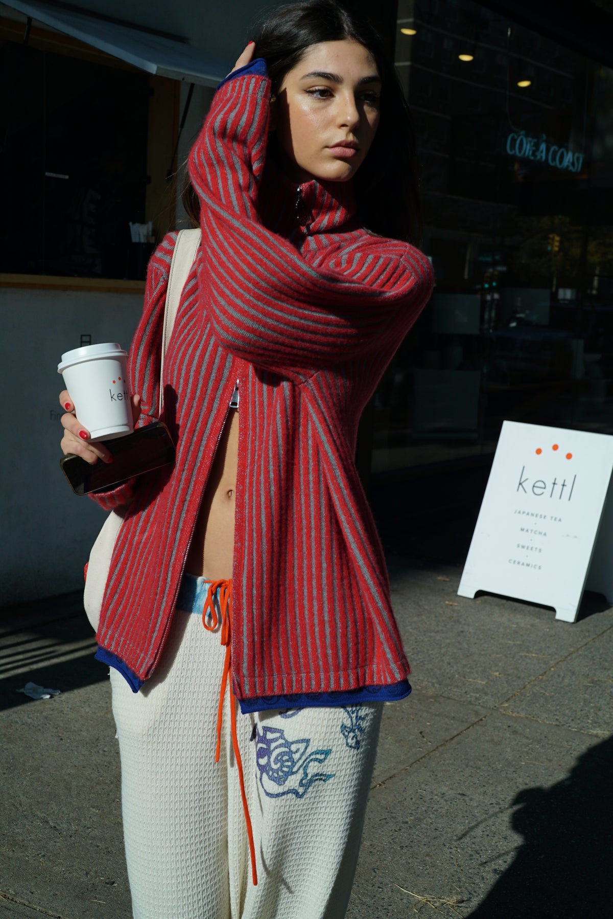 Cherry Ribbed Zip image 4