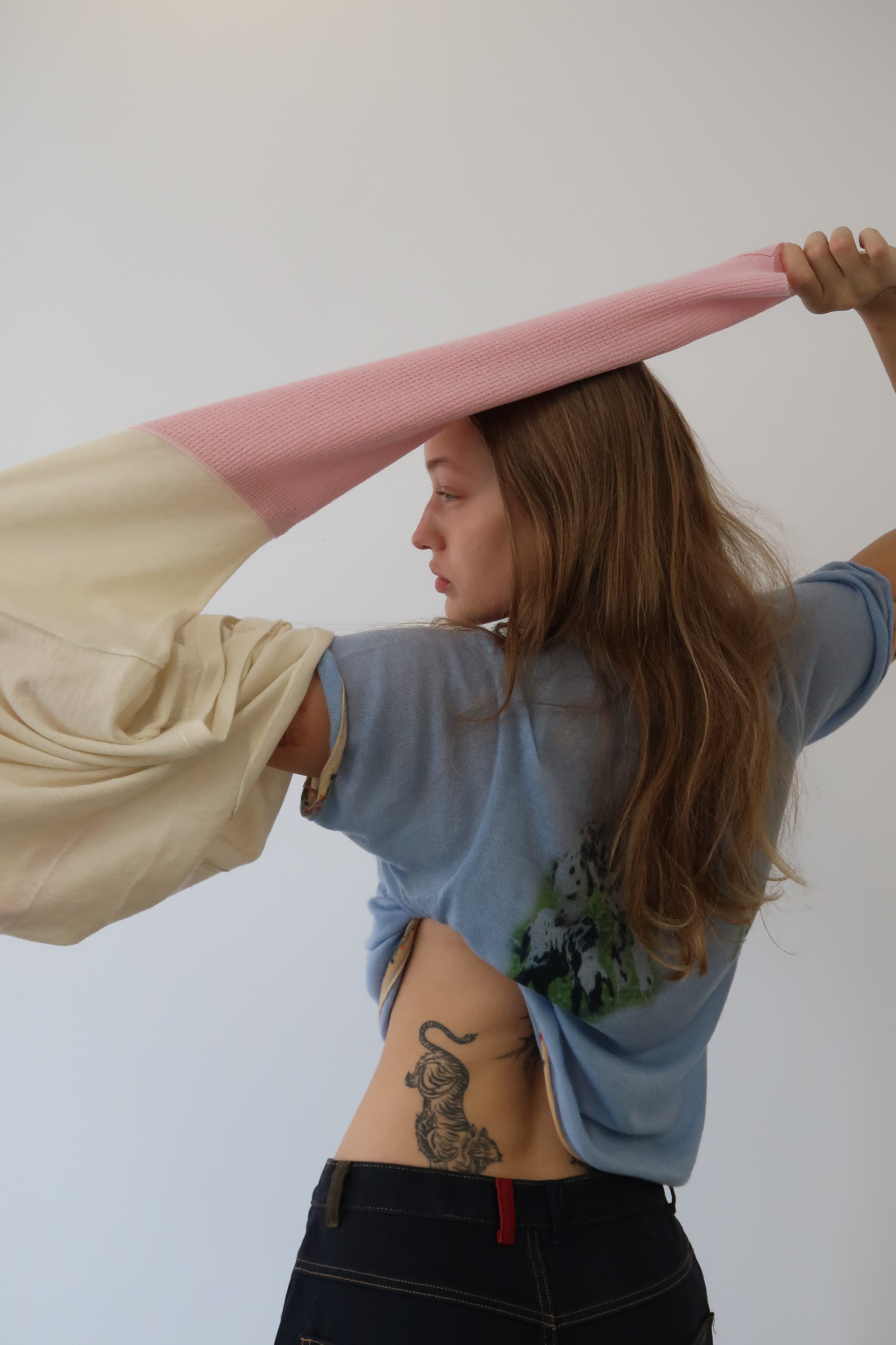 Cream and Pink Double Layer