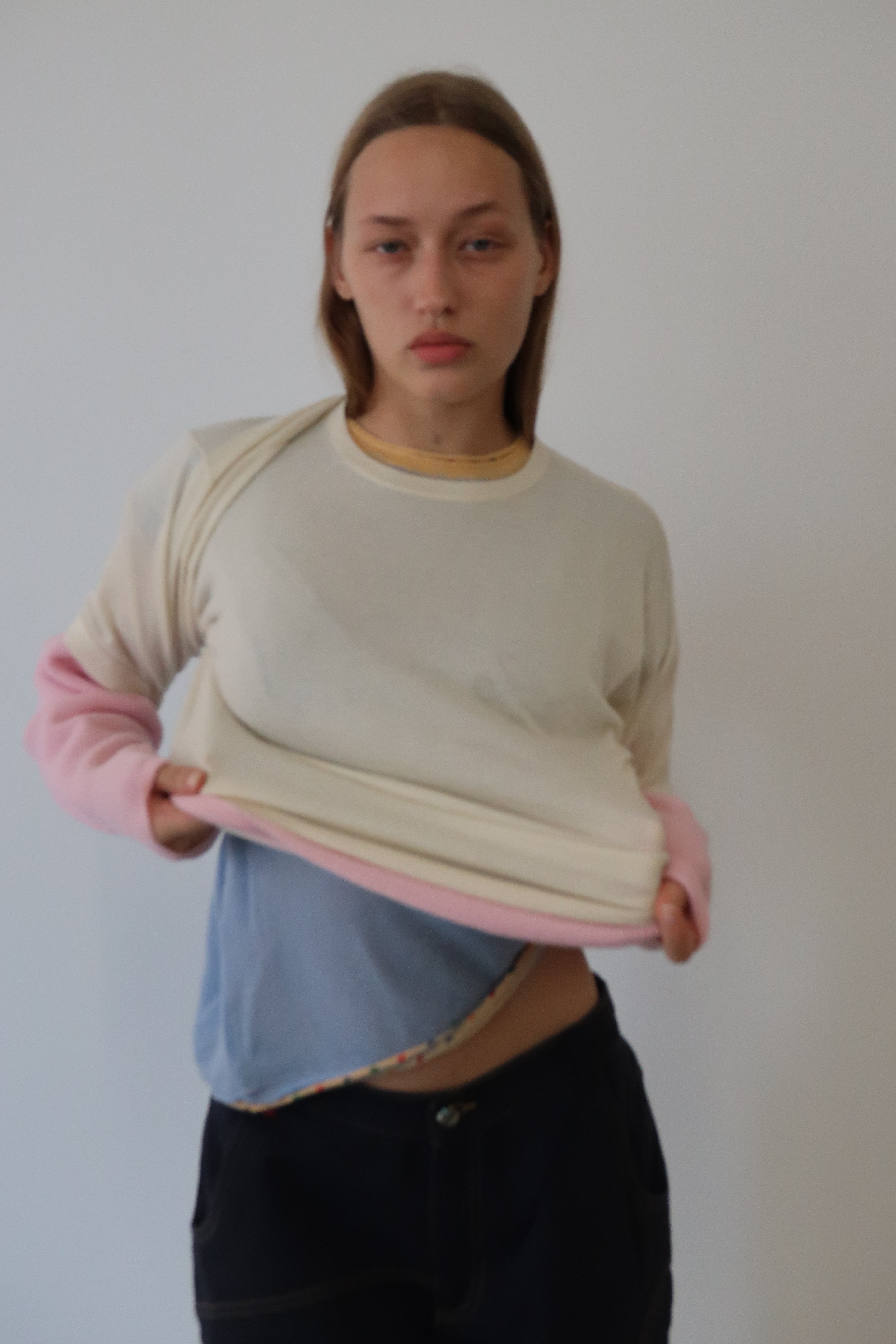 Cream and Pink Double Layer