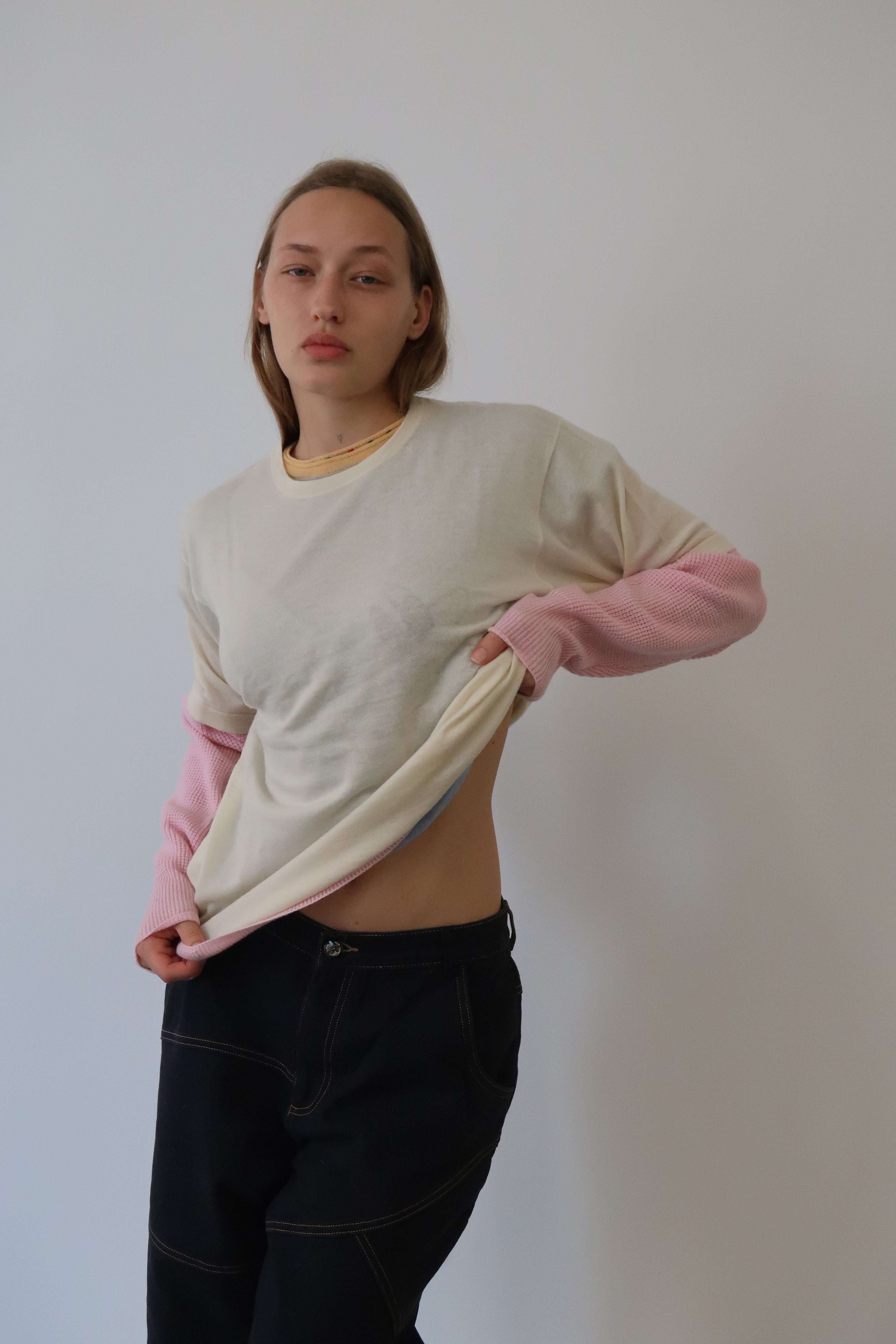 Cream and Pink Double Layer